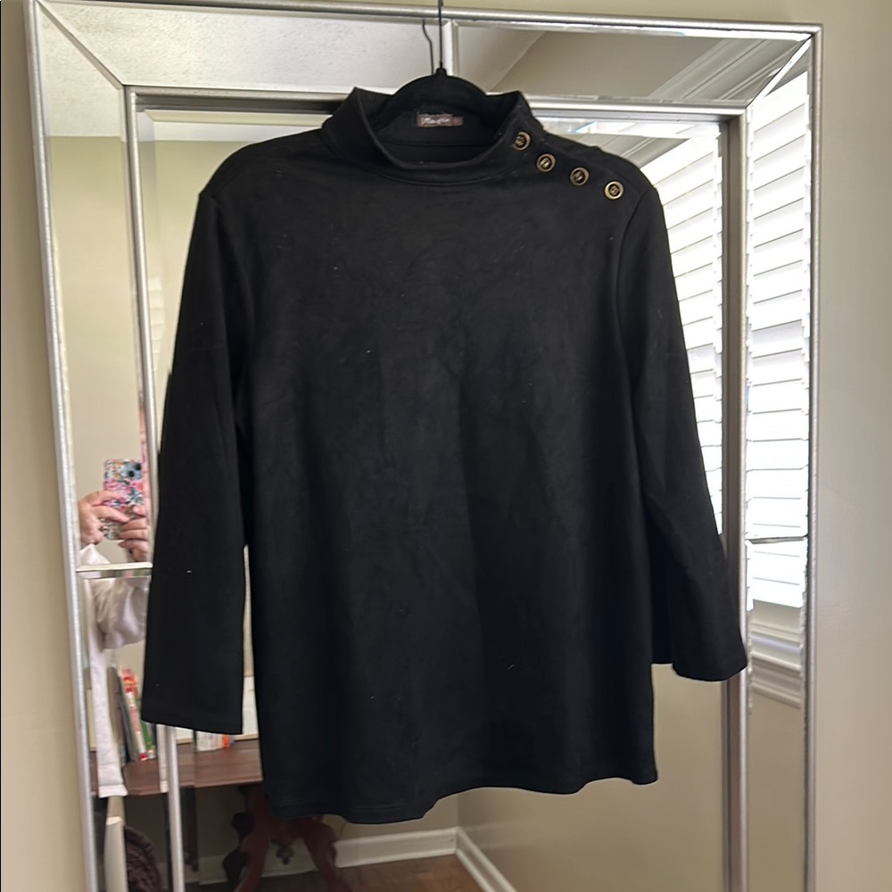 J. McLaughlin Black Button-Detail Top